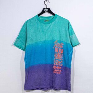 Vintage Umbro Beach Soccer T-Shirt Large Tie Dye Neon Pastel 90s Y2K Surf Style